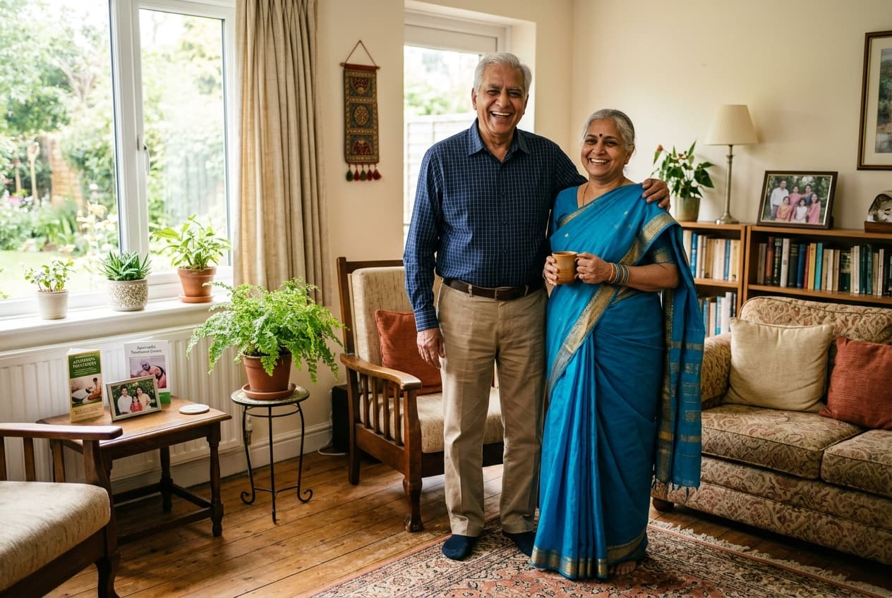 Elderly couple happy with home mobility benefits